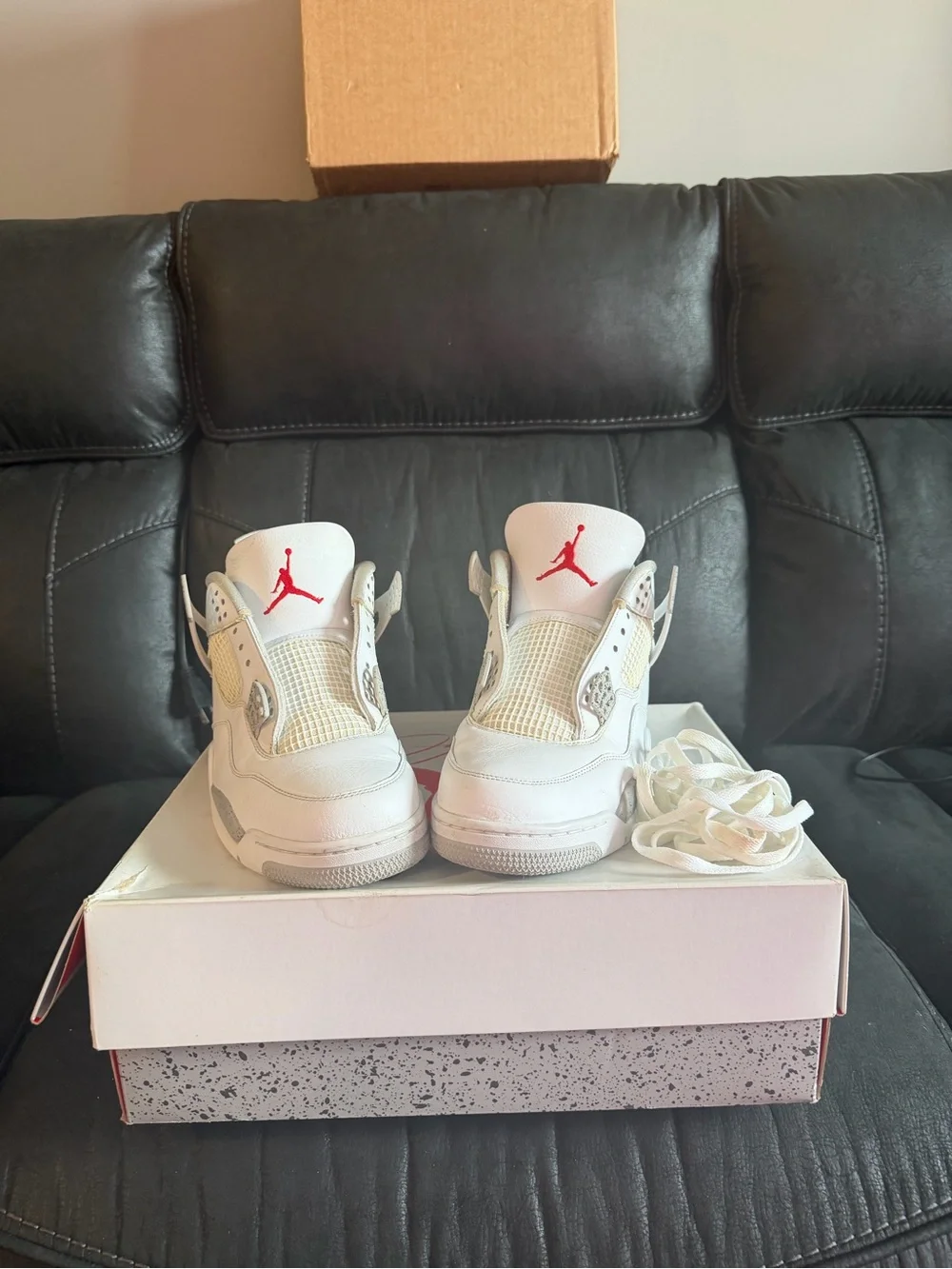 Jordan White Sneaker with Light Gray Speckle Accents